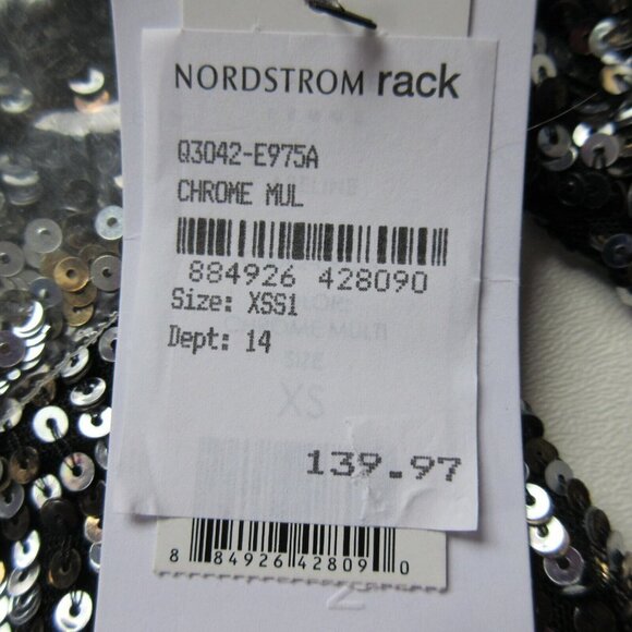 NWT Equipment Abeline in Chrome Sequin Boxy Bell Sleeve Top XS $348 - Picture 5 of 8